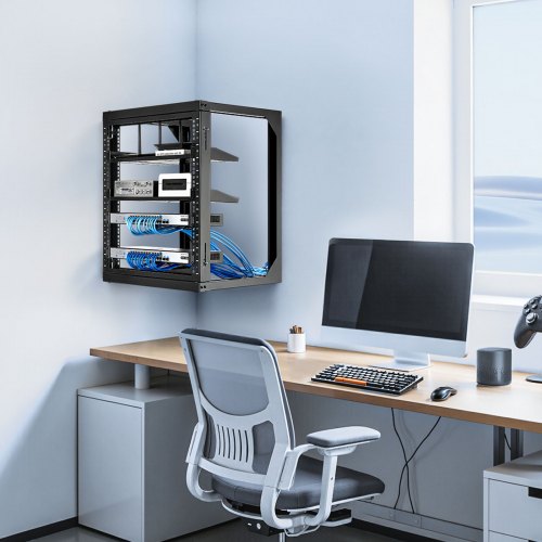 12U Wall Mount Server Rack 150 lbs Max Load Capacity Open Frame Network