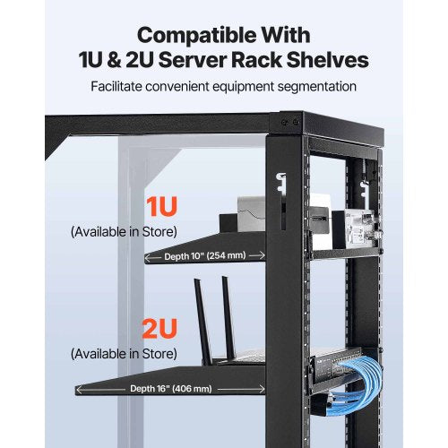 15U Wall Mount Server Rack 150 lbs Max Load Capacity Open Frame Network