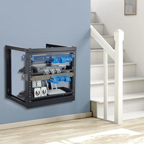 9U Wall Mount Rack 150 lbs6804 kg Open Frame Server Network Rack Black