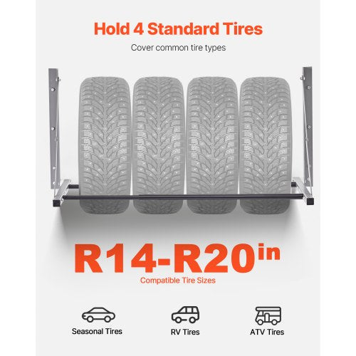 Wall Mounted Folding Tire Rack 32 – 48 Adjustable Tire Rack Q235