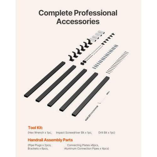 Wall Mounted Stair Handrail 15ft Black Aluminum Staircase Handrail Indoor