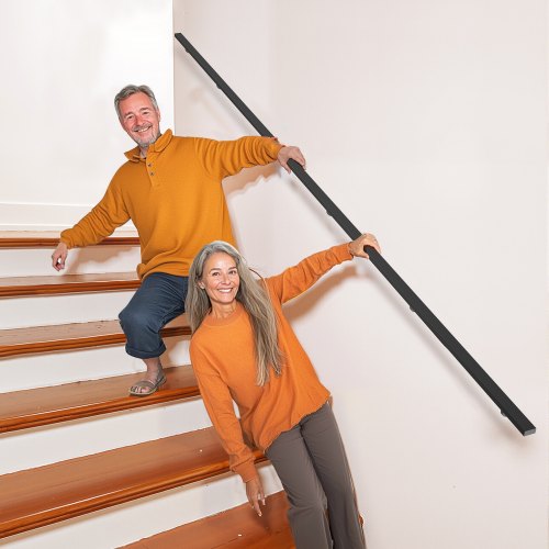 Wall Mounted Stair Handrail 15ft Black Aluminum Staircase Handrail Indoor