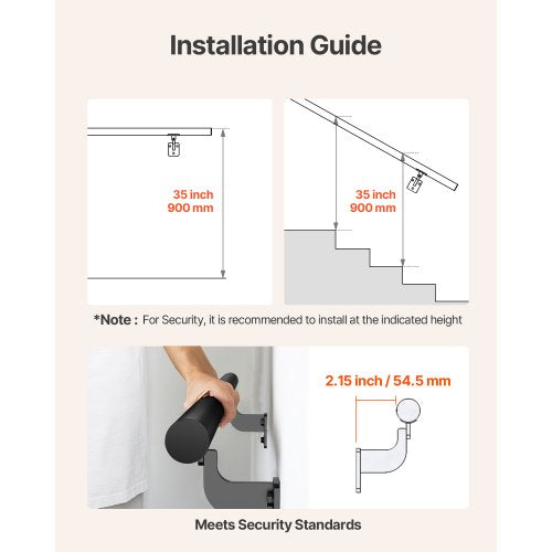 Wall Mounted Stair Handrail 10ft Pipe Staircase Handrail Black Galvanized