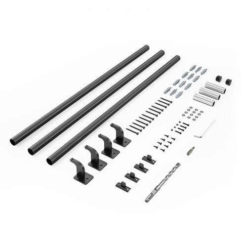 Wall Mounted Stair Handrail 12ft Pipe Staircase Handrail Black Galvanized