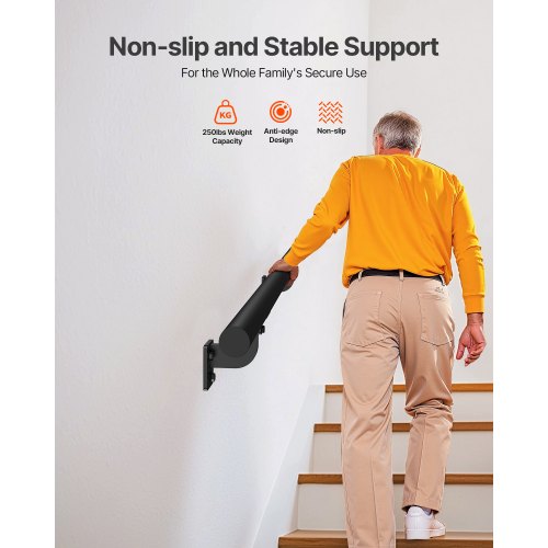 Wall Mounted Stair Handrail 4ft Pipe Staircase Handrail Black Galvanized