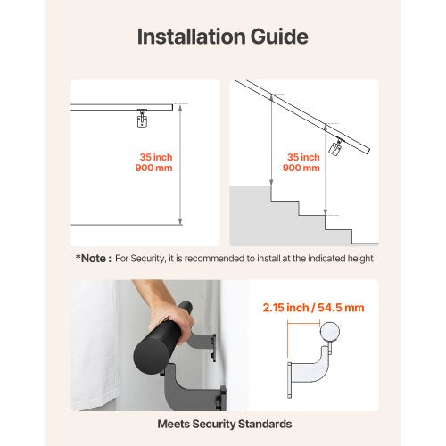 Wall Mounted Stair Handrail 4ft Pipe Staircase Handrail Black Galvanized