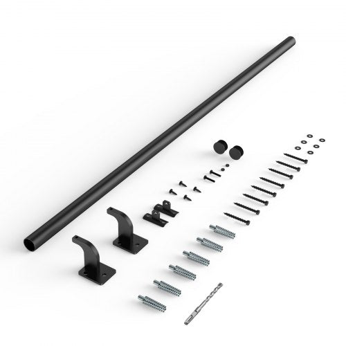 Wall Mounted Stair Handrail 4ft Pipe Staircase Handrail Black Galvanized