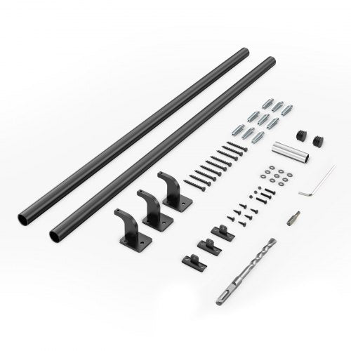 Wall Mounted Stair Handrail 6ft Pipe Staircase Handrail Black Galvanized