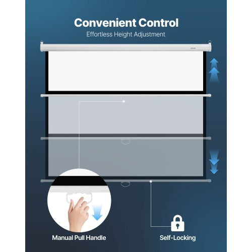 Manual Projector Screen 72 inch 43 4K 1080 HD Retractable Pull Down Projector
