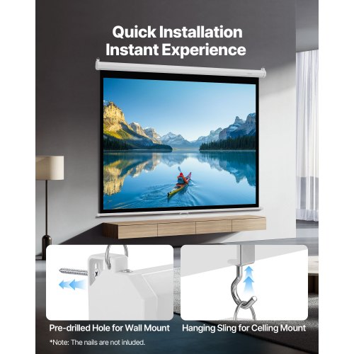 Manual Projector Screen 72 inch 43 4K 1080 HD Retractable Pull Down Projector