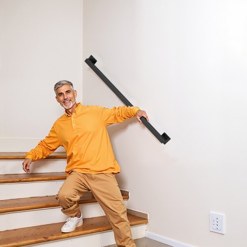 Wall Mounted Stair Handrail 4ft Black Iron Staircase Handrail Indoor