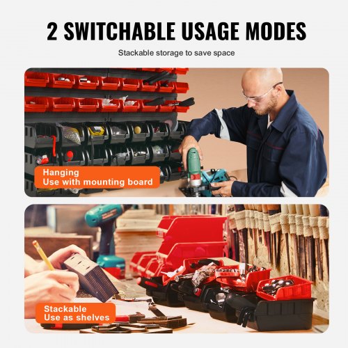 Wall Mounted Storage Bins 48Bin Parts Rack Organizer Garage Plastic Shop
