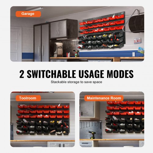 Wall Mounted Storage Bins 48Bin Parts Rack Organizer Garage Plastic Shop