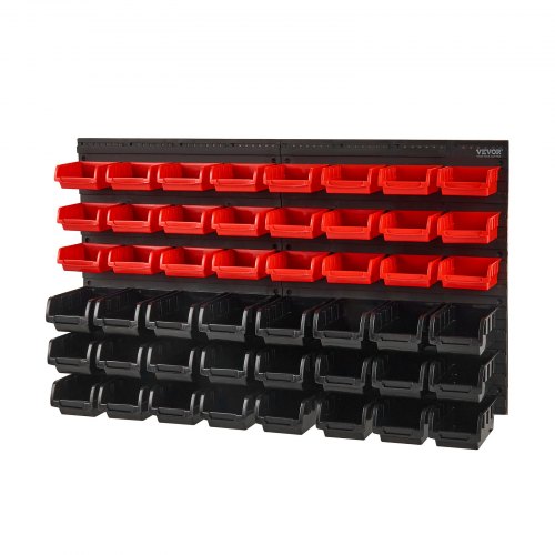 Wall Mounted Storage Bins 48Bin Parts Rack Organizer Garage Plastic Shop