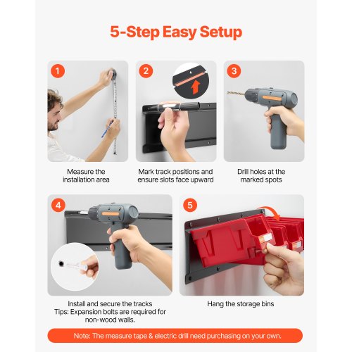 Wall Mounted Storage Bins 12 Plastic Bins 3 Metal Rails Plastic Hanging