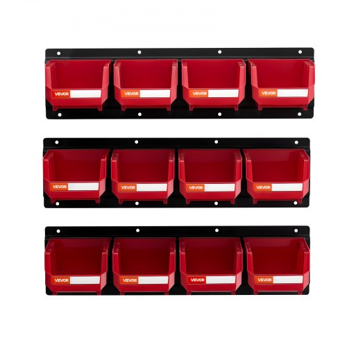 Wall Mounted Storage Bins 12 Plastic Bins 3 Metal Rails Plastic Hanging