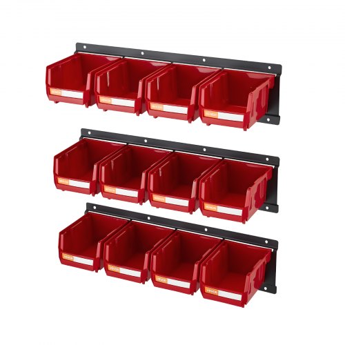 Wall Mounted Storage Bins 12 Plastic Bins 3 Metal Rails Plastic Hanging