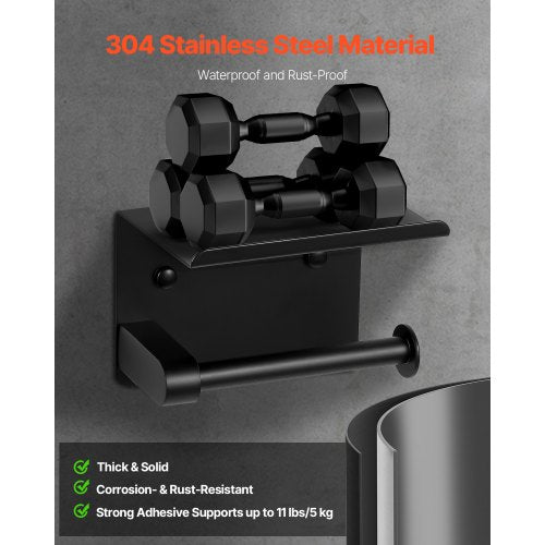 Toilet Paper Holder with Shelf Fits Mega Rolls Size Stainless Steel
