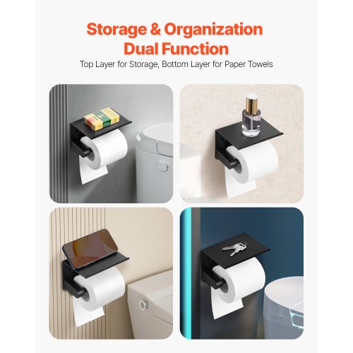 Toilet Paper Holder with Shelf Fits Mega Rolls Size Stainless Steel