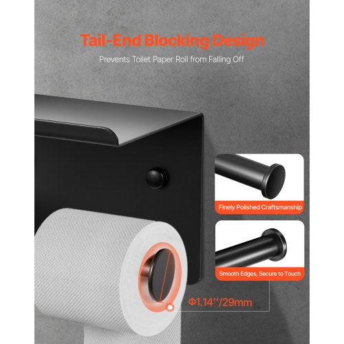 Toilet Paper Holder with Shelf Fits Mega Rolls Size Stainless Steel