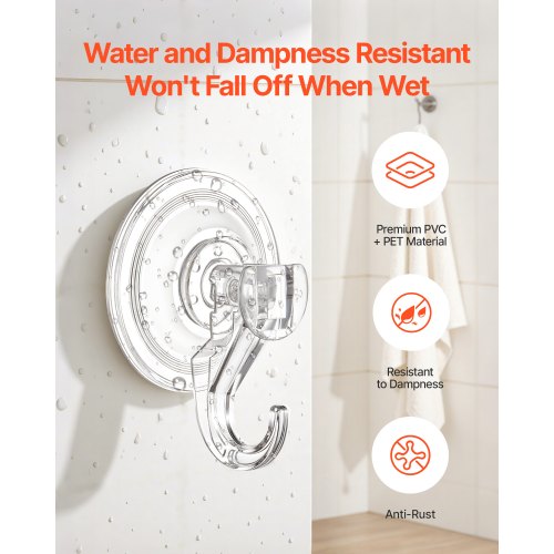 Suction Cup Hooks 6 Pack 276 x 354 x 157 inch 10 LBS Max Load Clear