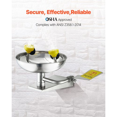 Emergency Eye Wash Station Stainless Steel WallMounted Eyewash Unit First