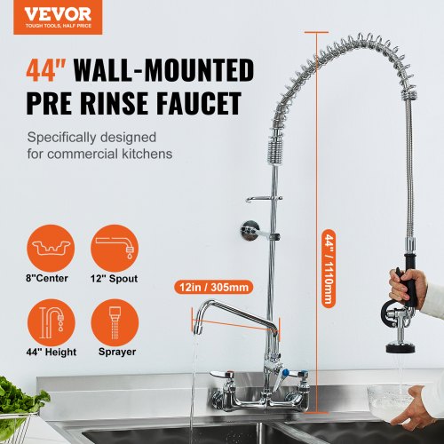 Industrial Sink Faucet 44 Tall 8 Apart 12 Rotating Spout Wall