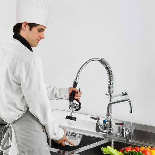 WallMounted Brass Kitchen Faucet 21 Tall 8 Installation Width Includes