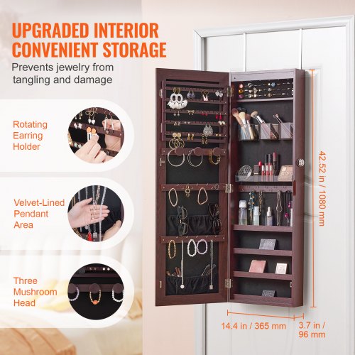 Mirror Jewelry Cabinet 4252Inch Tall Lockable Jewelry Cabinet Armoire