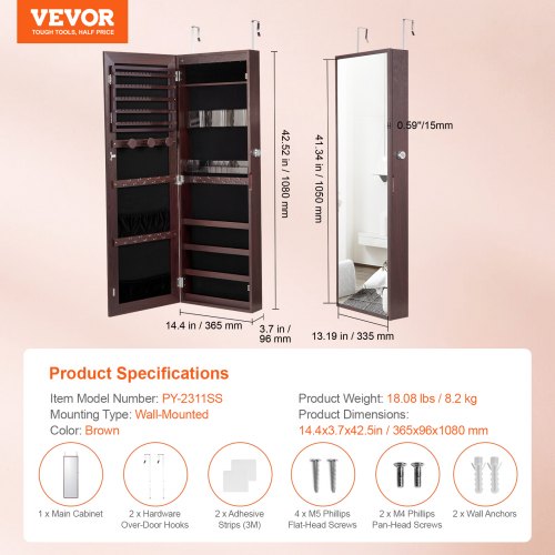 Mirror Jewelry Cabinet 4252Inch Tall Lockable Jewelry Cabinet Armoire