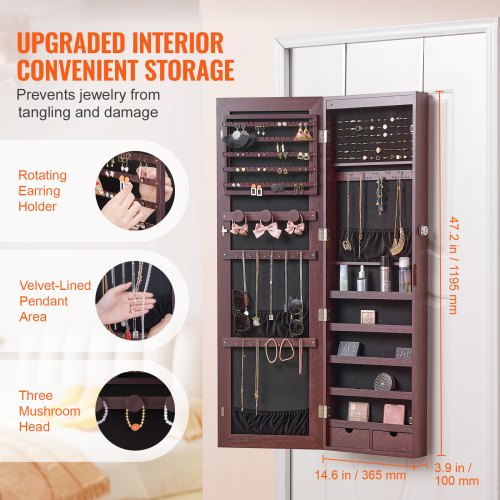 Mirror Jewelry Cabinet 4705Inch Tall Lockable Jewelry Cabinet Armoire