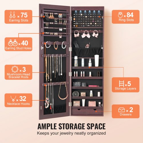 Mirror Jewelry Cabinet 4705Inch Tall Lockable Jewelry Cabinet Armoire