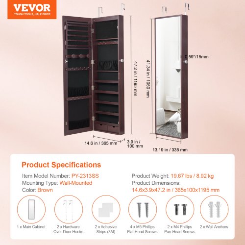 Mirror Jewelry Cabinet 4705Inch Tall Lockable Jewelry Cabinet Armoire