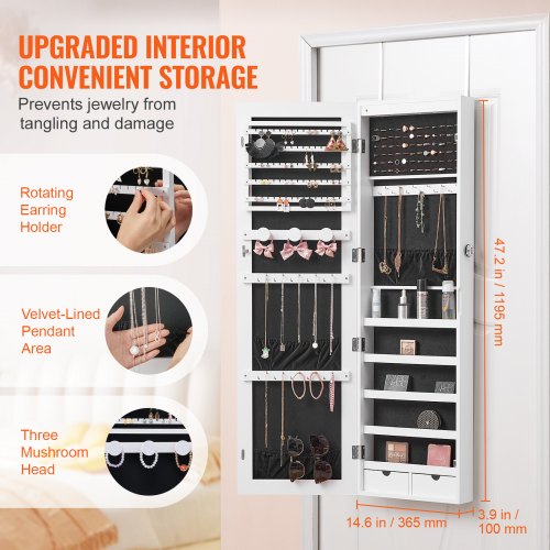 Mirror Jewelry Cabinet 4705Inch Tall Lockable Jewelry Cabinet Armoire