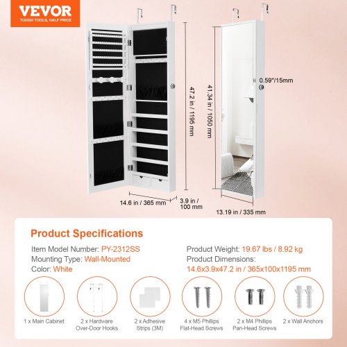 Mirror Jewelry Cabinet 4705Inch Tall Lockable Jewelry Cabinet Armoire