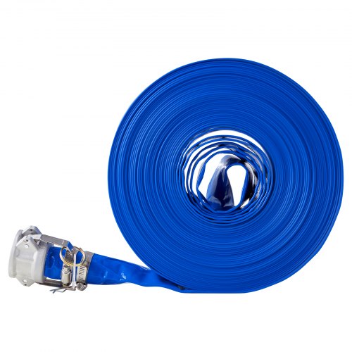 Backwash Hose 1.5 in x 100 ft Blue High Quality PVC Hose with Clamps