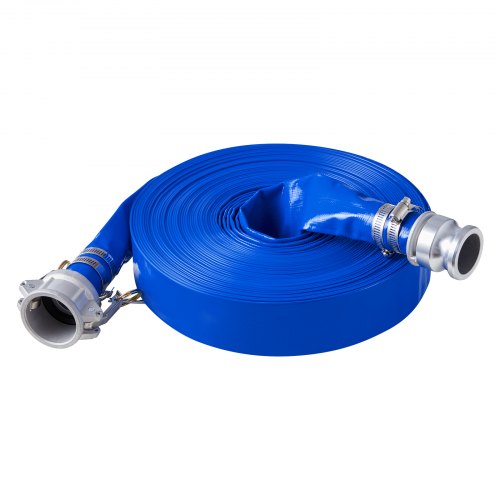 Backwash Hose 1.5 in x 100 ft Blue High Quality PVC Hose with Clamps