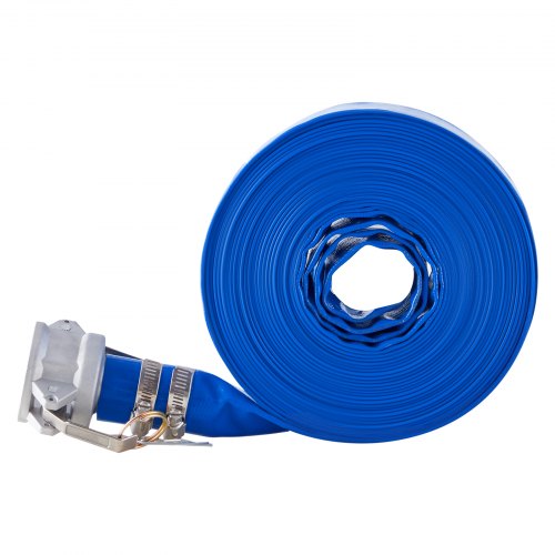 Backwash Hose 1.5 in x 50 ft Blue High Quality PVC Hose with Clamps