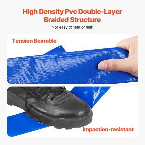 Backwash Hose 2 in x 100 ft Blue High Quality PVC Hose with Clamps