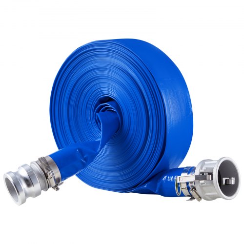 Backwash Hose 2 in x 100 ft Blue High Quality PVC Hose with Clamps
