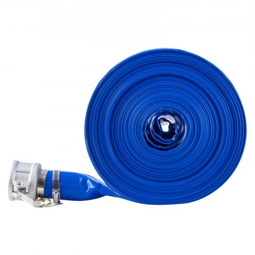 Backwash Hose 2 in x 100 ft Blue High Quality PVC Hose with Clamps