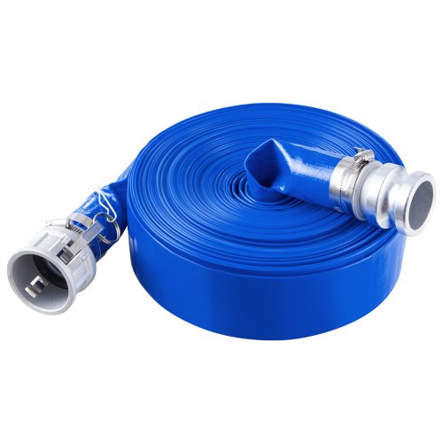 Backwash Hose 2 in x 100 ft Blue High Quality PVC Hose with Clamps
