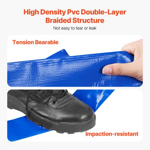 Backwash Hose 3 in x 50 ft Blue High Quality PVC Hose with Clamps
