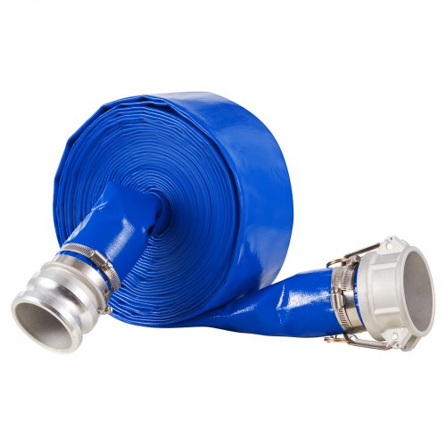 Backwash Hose 3 in x 50 ft Blue High Quality PVC Hose with Clamps