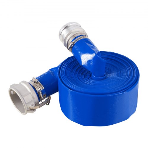 Backwash Hose 3 in x 50 ft Blue High Quality PVC Hose with Clamps