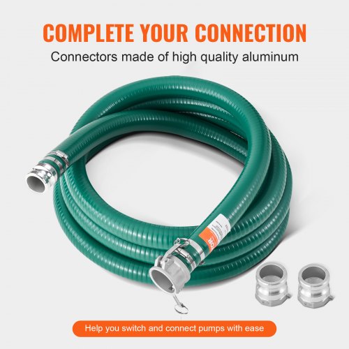 Suction Hose 2 in x 20 ft Green High Quality Hose with Camlock