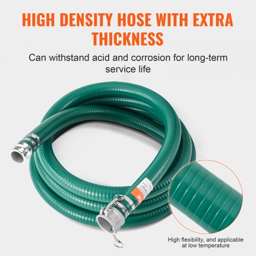 Suction Hose 2 in x 20 ft Green High Quality Hose with Camlock