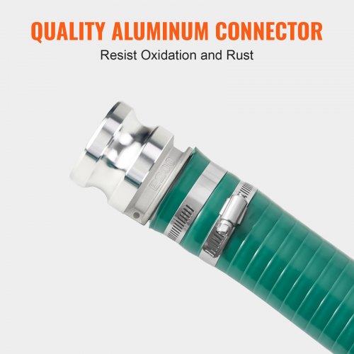Suction Hose 2 in x 20 ft Green High Quality Hose with Camlock