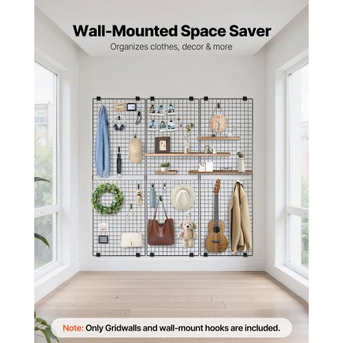 3 Packs Grid Wall Panels 2 x 6 ft Wire Grid Panels Display Rack
