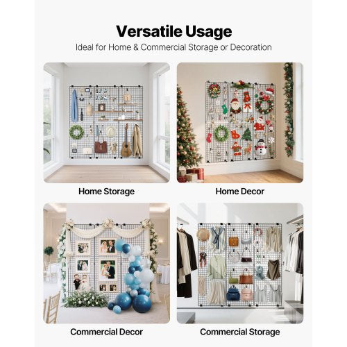 3 Packs Grid Wall Panels 2 x 6 ft Wire Grid Panels Display Rack